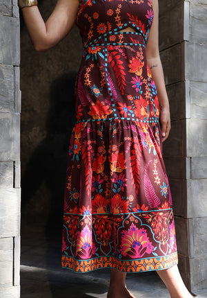 Close-up of tiered hem detail on Serena dress