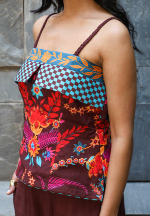 Side profile of Serena floral camisole top