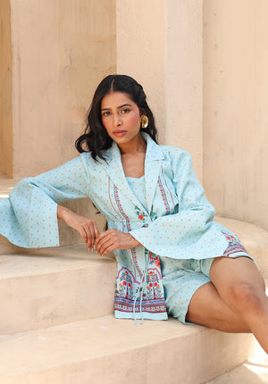 Full styling view of Birdsong blazer coord set for women
