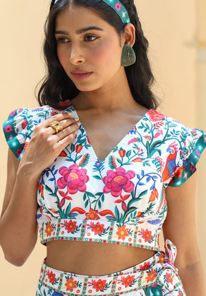 Portrait shot of model wearing June floral coord set