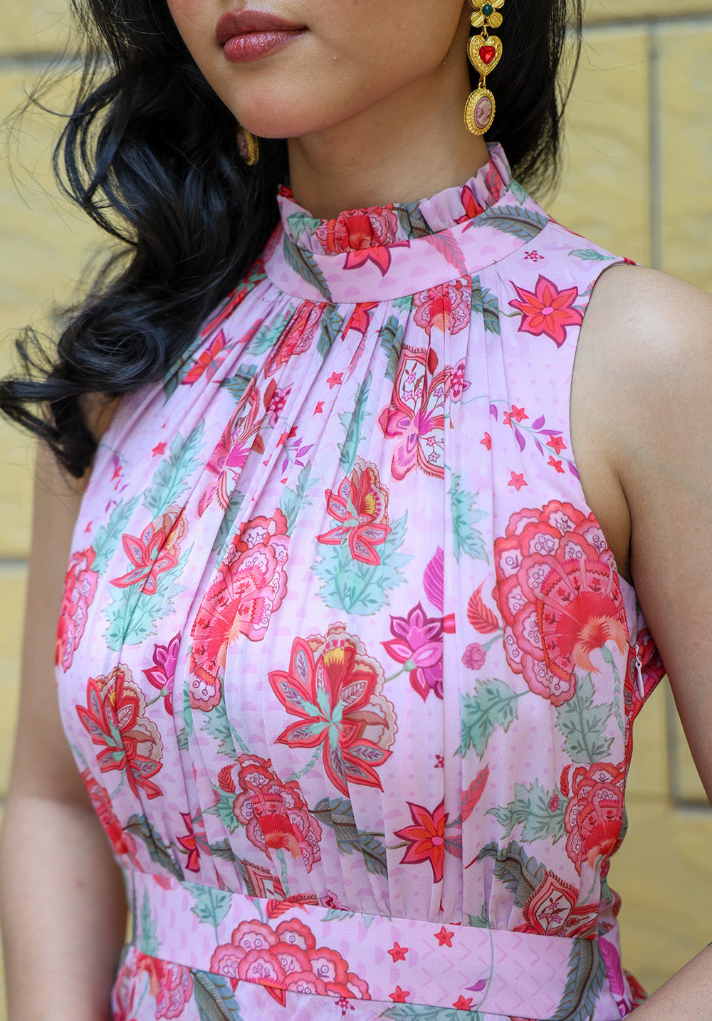 Close-up of halter neckline on Secret Garden dress