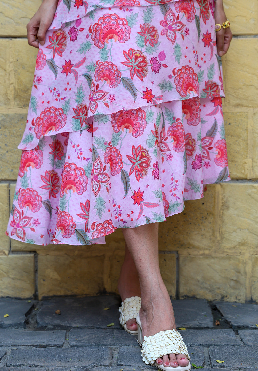 Close-up of tiered hem detail on Secret Garden dress