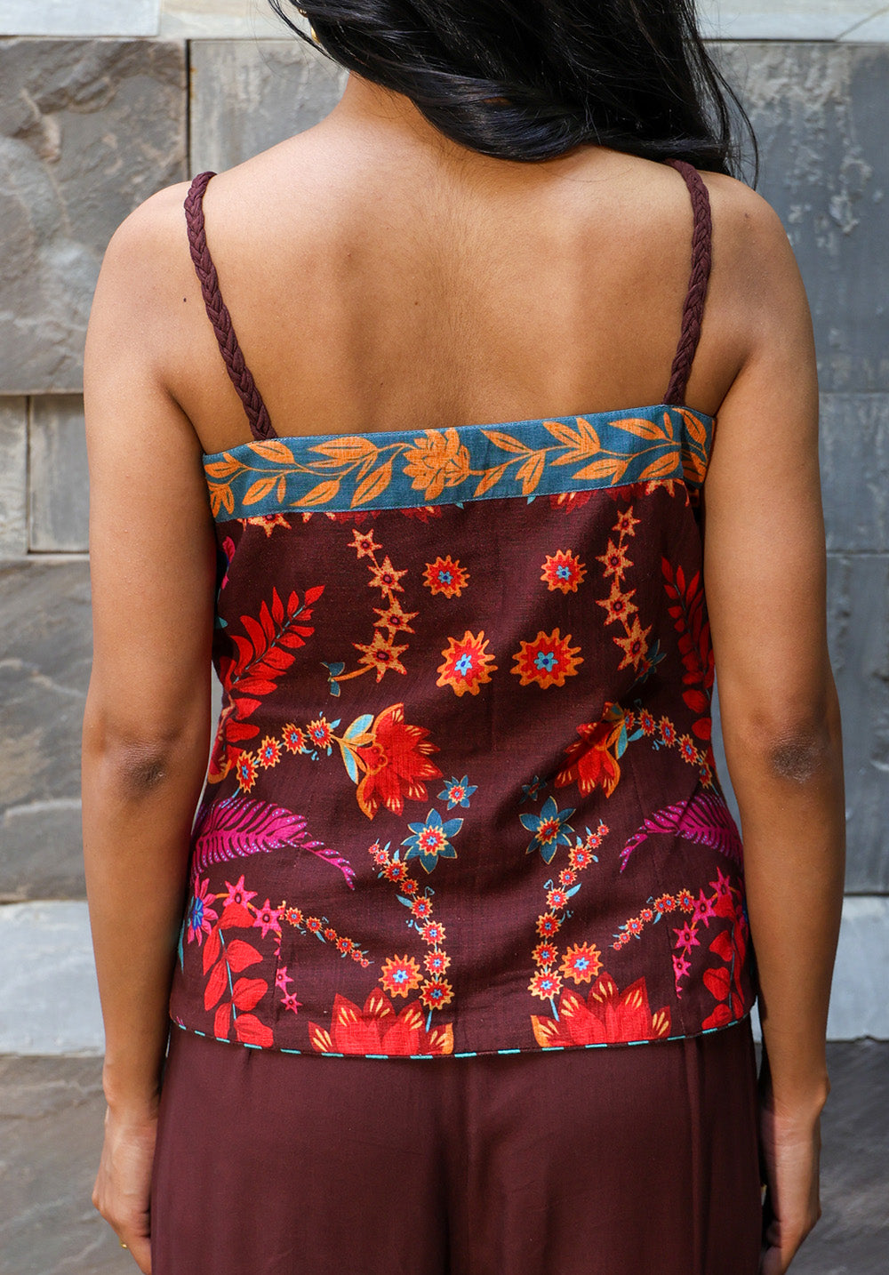 Back view of Serena printed camisole top